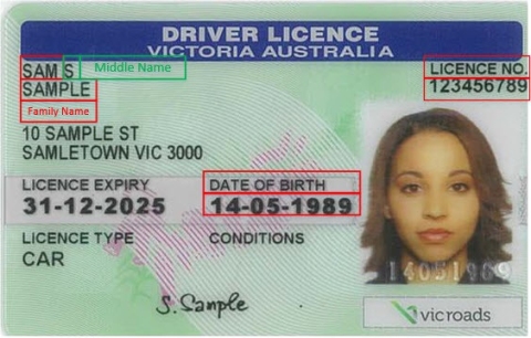 Driver S Licence Unique Student Identifier   Vic DL Front Mark Up (002) 0 